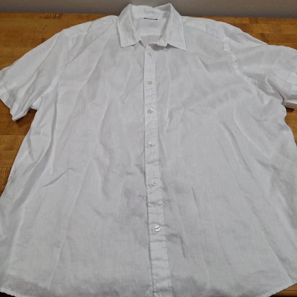 UNTUCKit Cameron WR Shirt Mens XX-Large White 100% Linen Short Sleeve 40878 Camp - Picture 3 of 8